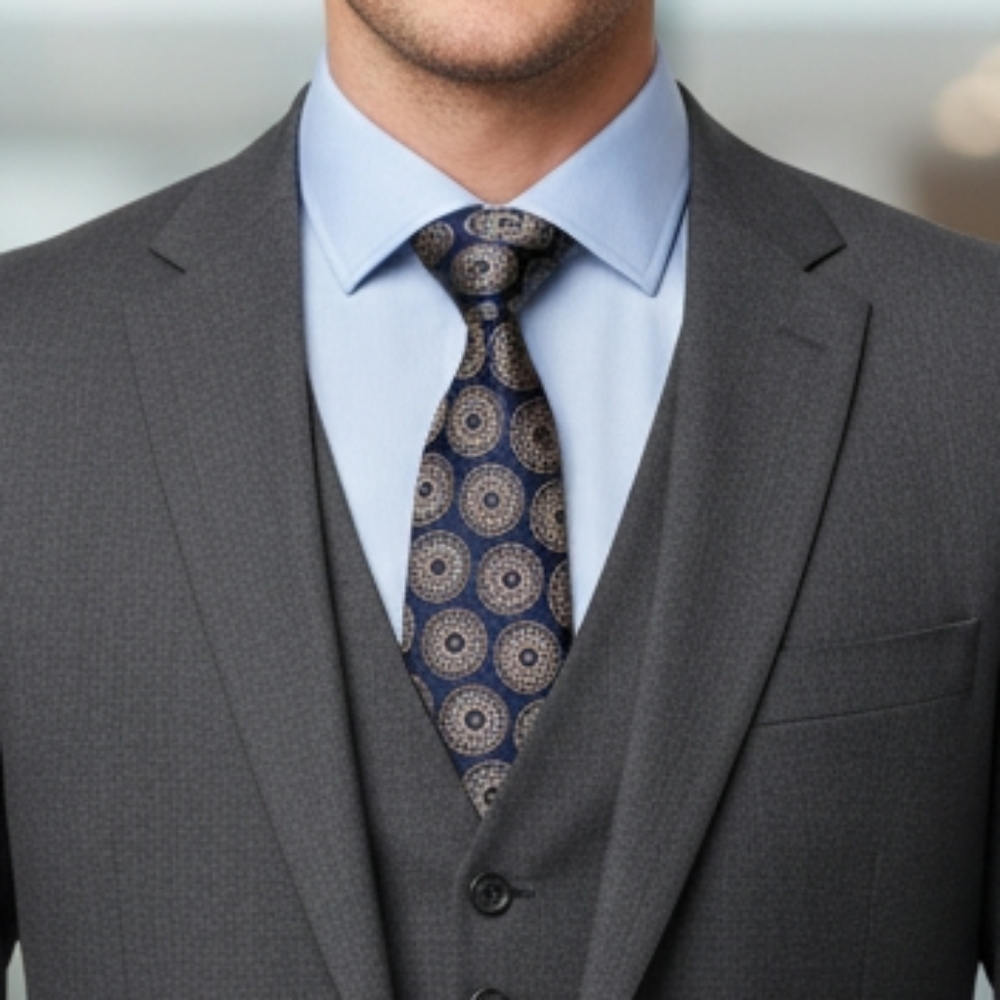 Banana Republic Navy and Tan Patterned Tie